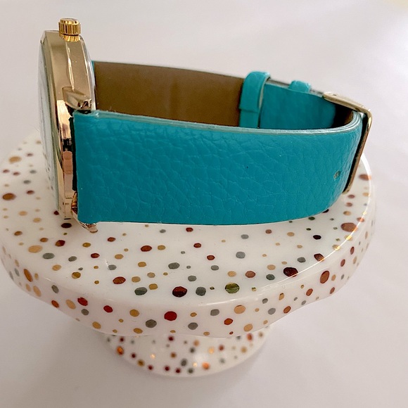 Confetti Glitter Face Watch with Turquoise Adjustable Band - Picture 3 of 5